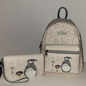 Loungefly Studio Ghibli Totoro Rain Mini Backpack and Tech Wallet